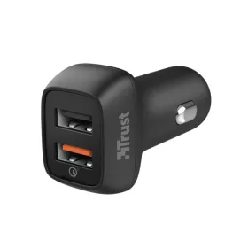  TRUST 23562 trust telefon töltő autós - qmax 30w ultra-fast qc3.0 (1port 2.4a/12w usb-a + 1port 18w qc3.0; fekete; 12v szivargyújtó)