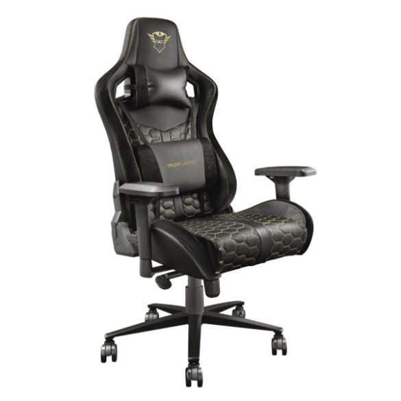 TRUST 23784 trust gamer szék - gxt 712 resto pro (fekete; állítható dőlés/magasság; kartámasz; pu+szövet; max.150kg-ig)