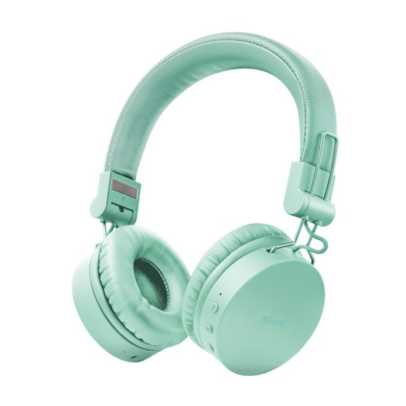 TRUST 23912 trust füllhallgató vezeték nélküli - tones bluetooth (zöld; bt; vezérlőgombok; akku; mikrofon)