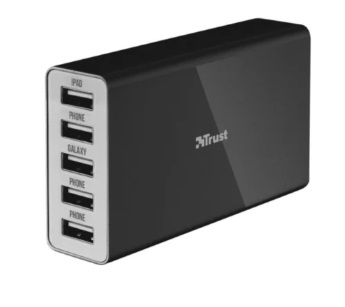 Trust 20014 Hálózati töltő 5 USB port-fekete