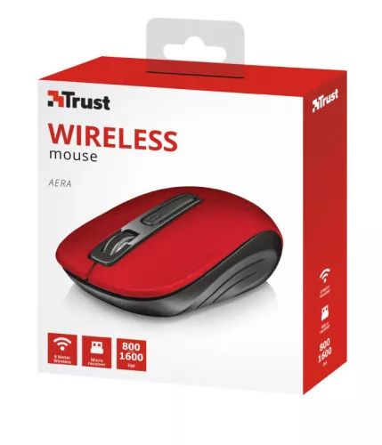Trust Aera Wireless vezeték nélküli notebook egér - piros (22374)