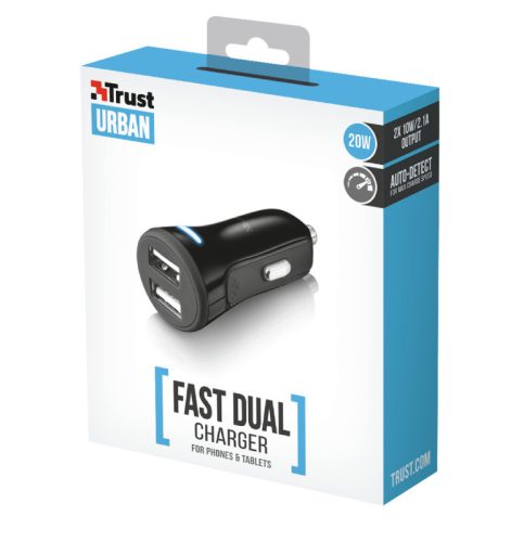 Trust Fast Dual autós telefon töltő (20572)
