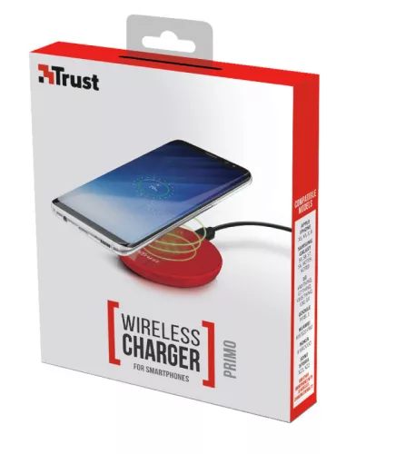 Trust Primo vezeték nélküli  telefon töltő - piros (22818)