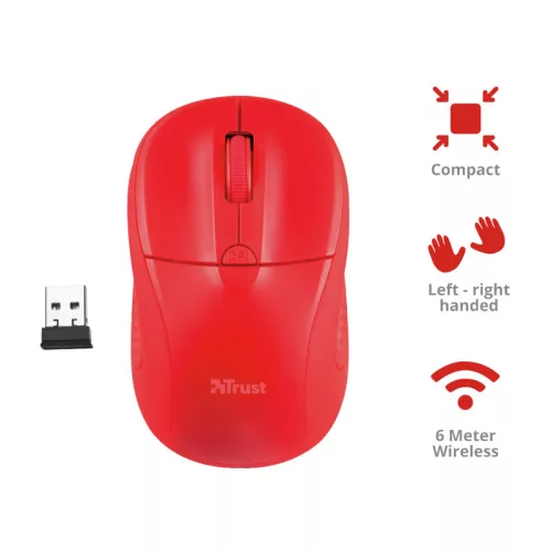 Trust Primo vezeték nélküli notebook egér - piros (20787)