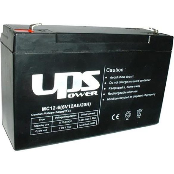 UPS MC12-6 6V 12Ah zselés savas ólom akkumulátor