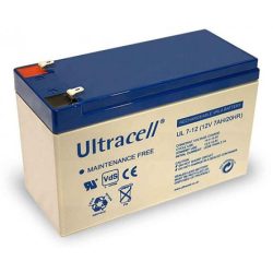   Ultracell UL7-12 12V 7Ah zselés ólom akkumulátor gondozásmentes