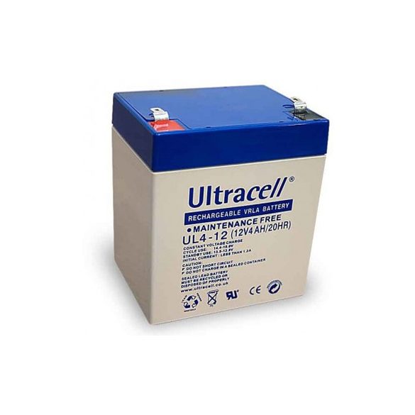 Ultracell UL4-12 12V 4Ah zselés ólom akkumulátor gondozásmentes