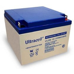   Ultracell UL26-12 12V 26Ah zselés biztonság- és elektrotechnikai felhasználásra