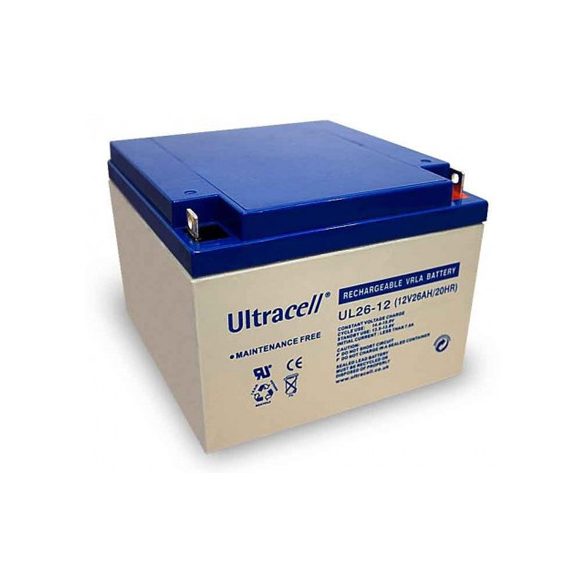 Ultracell UL26-12 12V 26Ah zselés biztonság- és elektrotechnikai felhasználásra