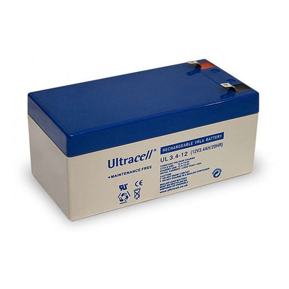 Ultracell UL3.4-12 12V 3.4Ah zselés ólom akkumulátor gondozásmentes