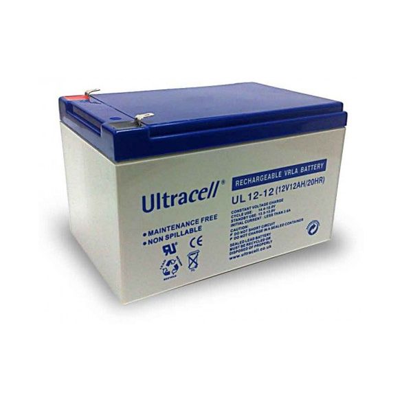 Ultracell UL12-12 12V 12Ah zselés ólom akkumulátor gondozásmentes