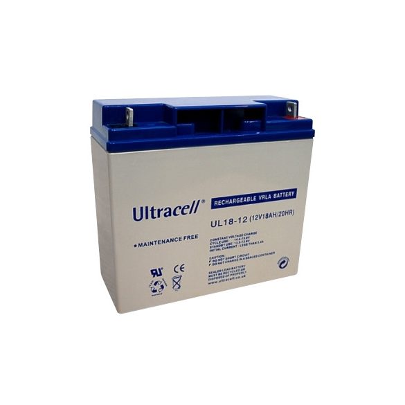 Ultracell UL18-12 12V 18Ah zselés ólom akkumulátor gondozásmentes