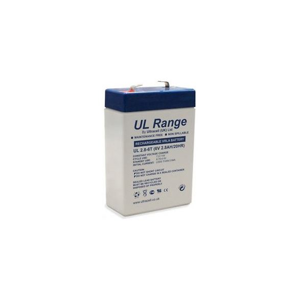 Ultracell UL2.8-6T 6V 2.8Ah zselés ólom akkumulátor gondozásmentes