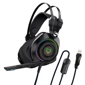   Vertux Fejhallgató - BOGOTA (50mm driver, hangerőszabályzó, flexibilis mikrofon, USB 3.0, RGB LED, fekete)