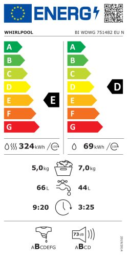 Whirlpool BI WDWG 751482 EU N mosó-szárítógép beépíthető