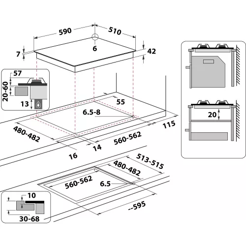 Whirlpool GOWL 628/NB EE főzőlap beépíthető gáz