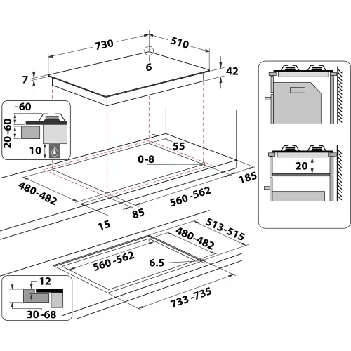 Whirlpool GOWL 728/NB főzőlap beépíthető gáz