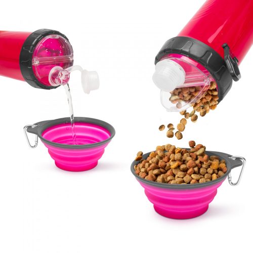 Yummie Összenyomható kutyatál kulaccsal - rózsaszín (60034A)