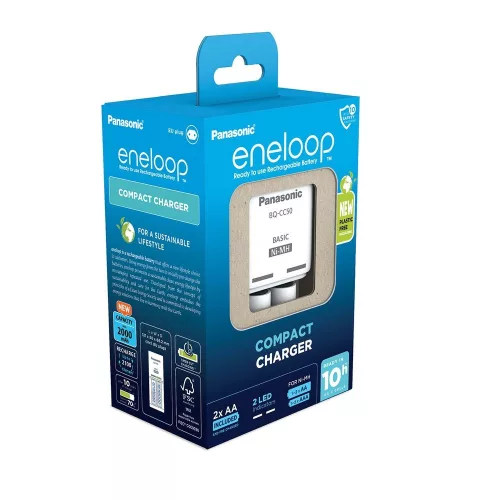 eneloop K-KJ50MCD20E akkumulátor töltő időzítővel 2 db 2000mAh AA akkumulátorral