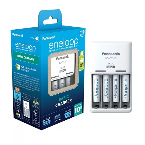eneloop K-KJ51MCD04E akkumulátor töltő időzítővel 4 db AAA 800mAh akkumulátorral