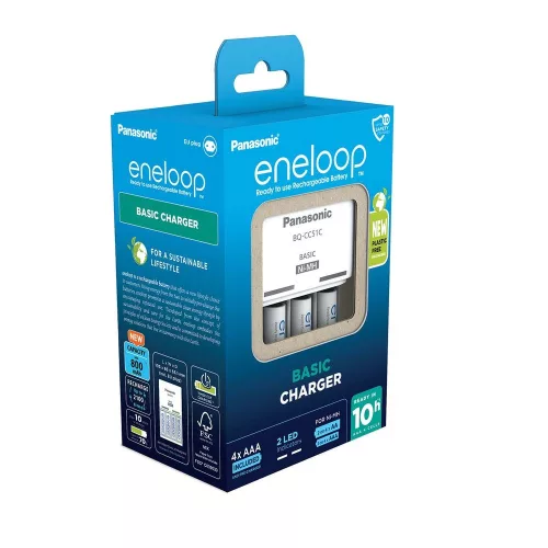 eneloop K-KJ51MCD04E akkumulátor töltő időzítővel 4 db AAA 800mAh akkumulátorral
