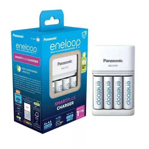 eneloop K-KJ55MCD40E akkumulátor gyorstöltő 4 db 2000mAh AA akkumulátorral