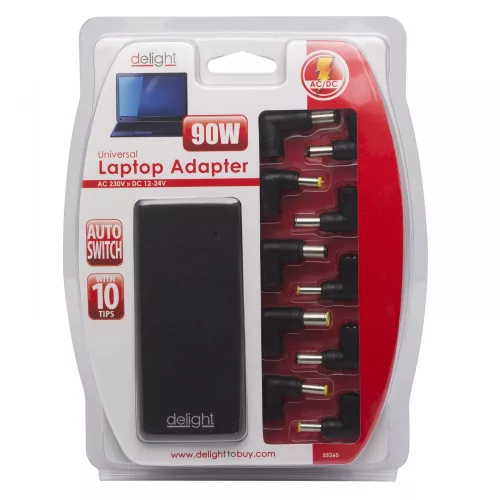 DeLight Univerzális laptop-notebook töltő adapter tápkábellel (55360)